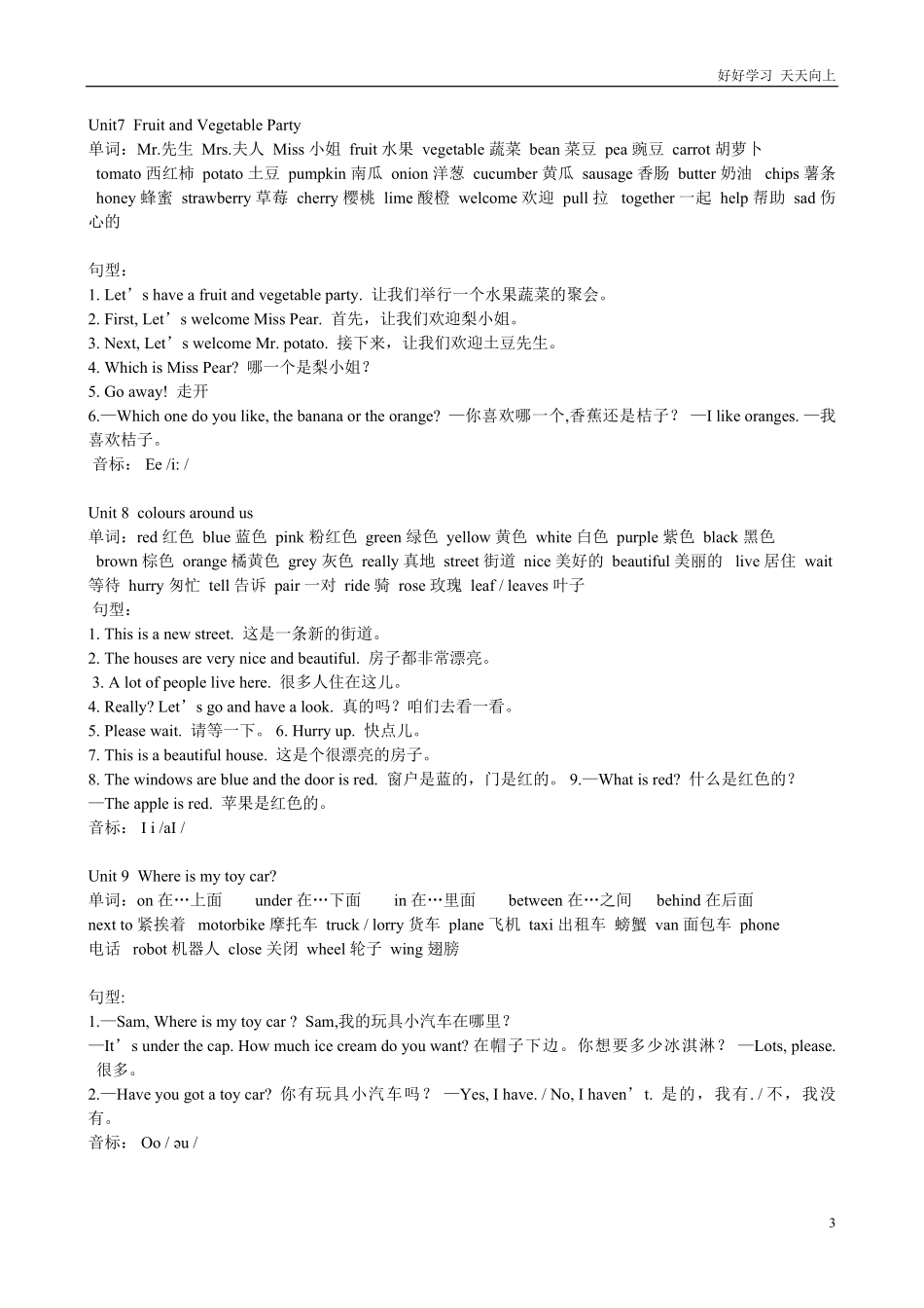 剑桥少儿英语一级上册各单元知识点汇总.pdf_第3页