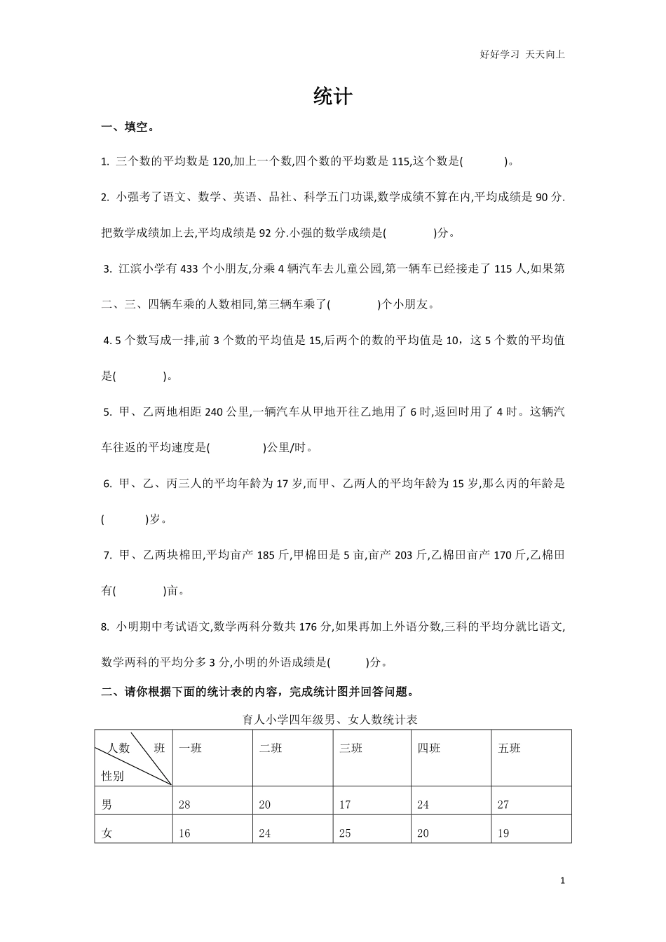 通用版数学六年级下册总复习专题：统计4含答案.pdf_第1页