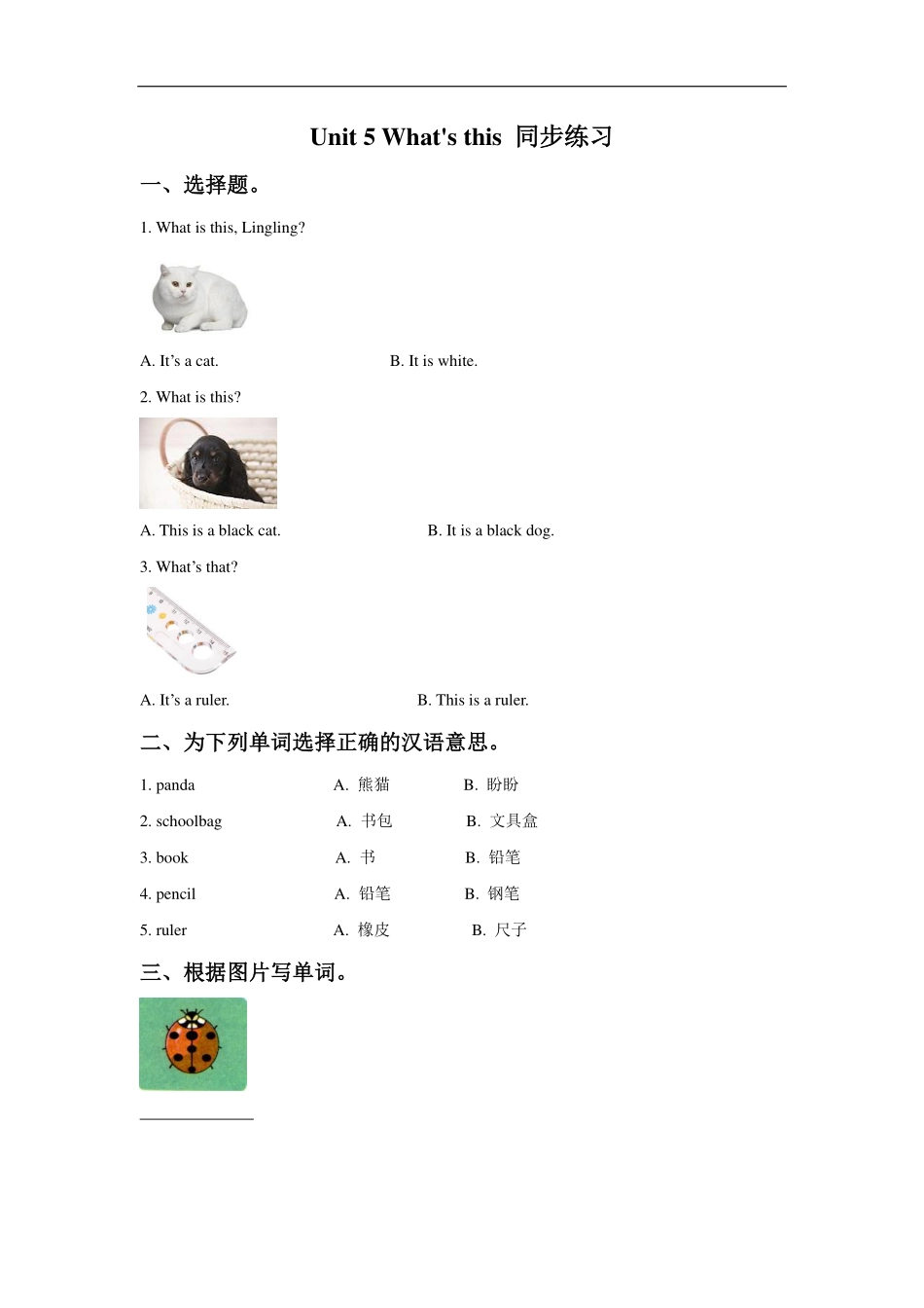 苏教译林版小学英语一下Unit5What'sthis同步练习.pdf_第1页