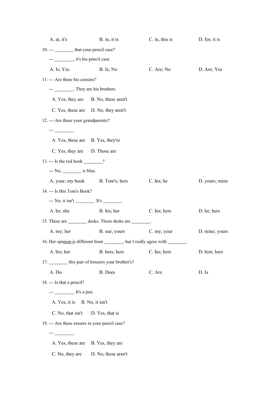 七年级英语人教版上册《Unit3Isthisyourpencil》同步练习含答案.pdf_第2页