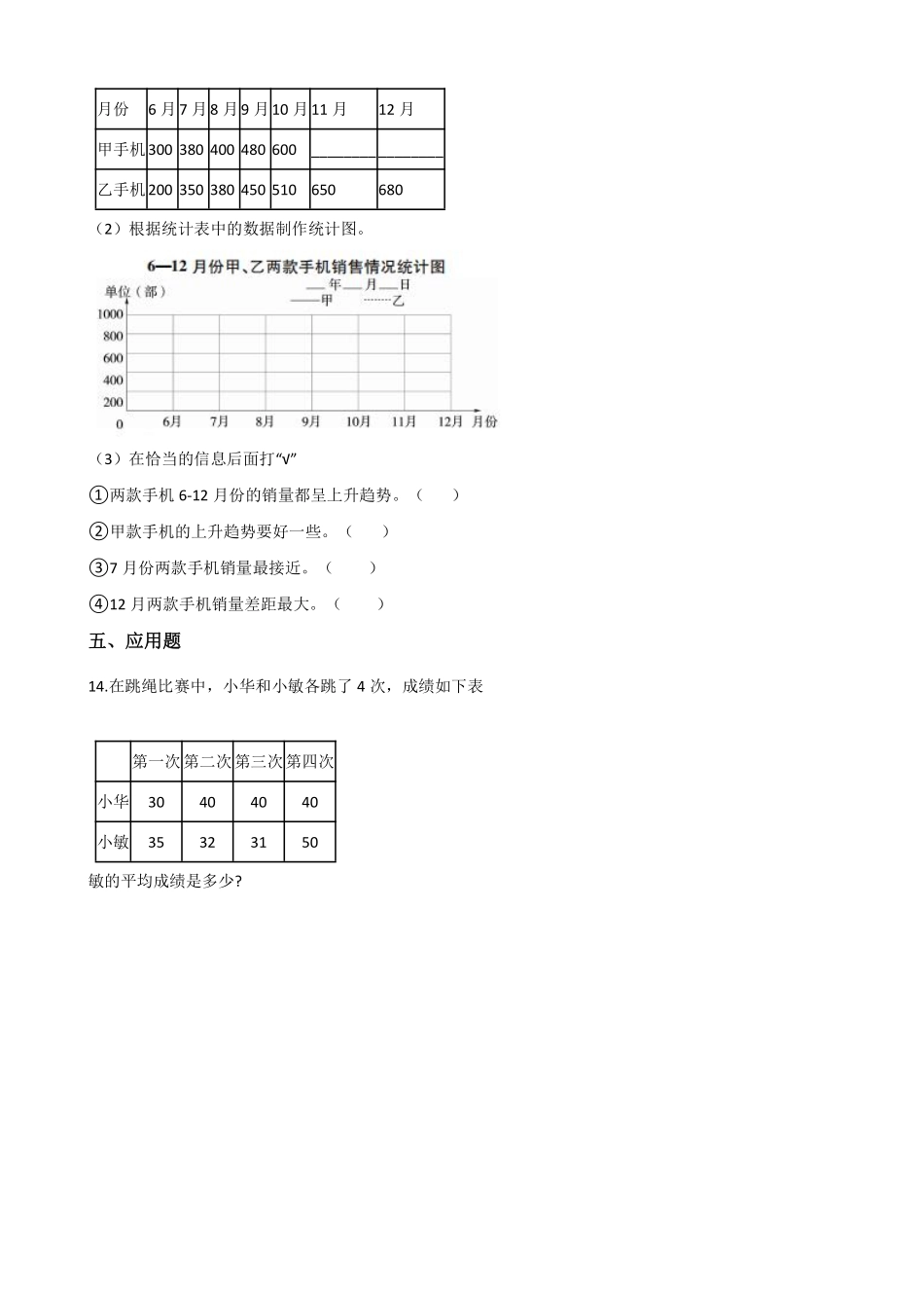 五年级下册数学人教版-折线统计图课时练06-（含答案.pdf_第3页