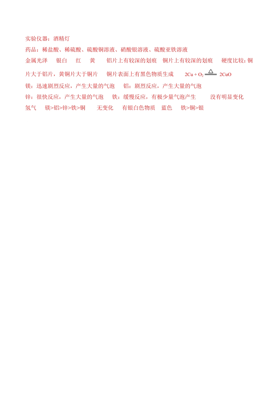 实验活动4金属的物理性质和某些化学性质九年级化学下册同步分层作业（人教版含答案.pdf_第3页