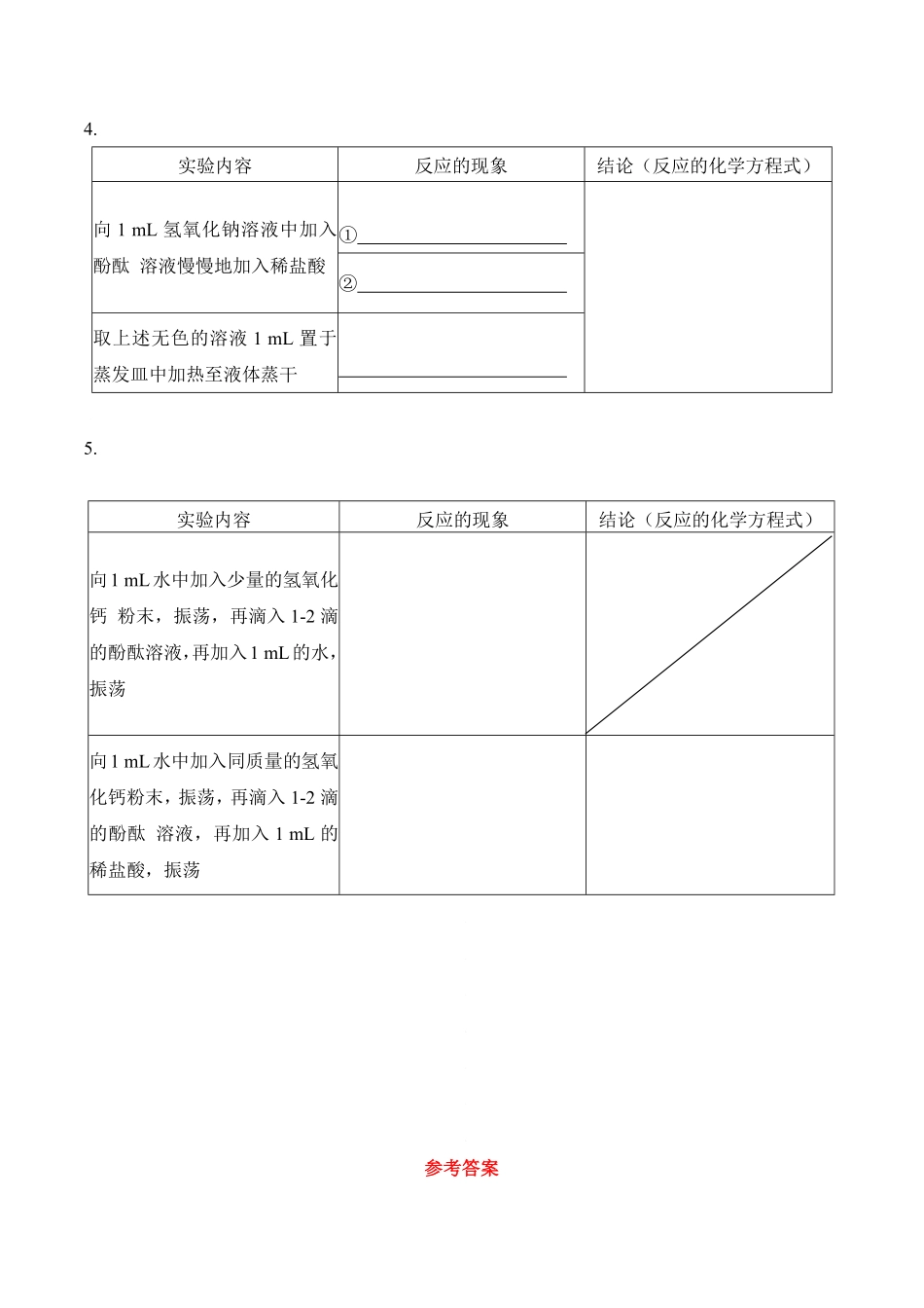 实验活动6酸、碱的化学性质九年级化学下册同步分层作业（人教版含答案.pdf_第2页