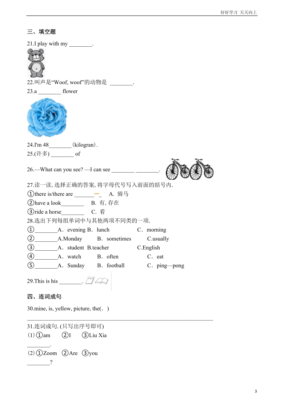 六年级下册英语试题小升初英语专项训练名词通用版（含答案解析.pdf_第3页