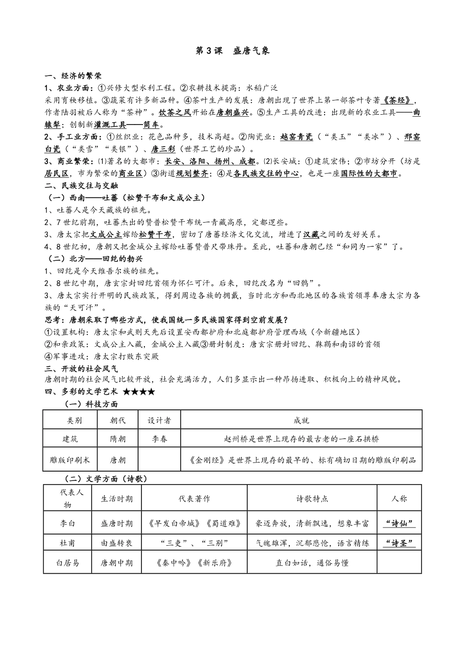 人教部编版历史七年级下册知识点整理含答案.pdf_第3页