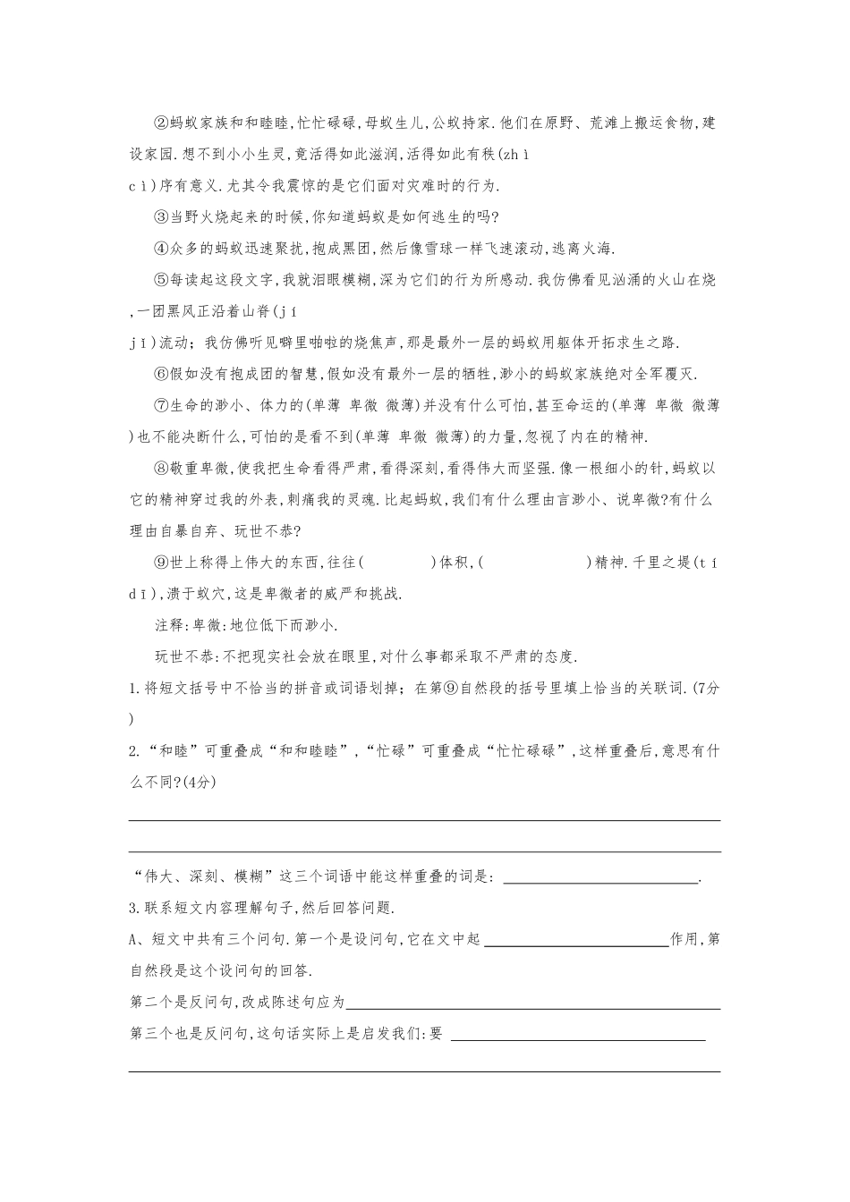 人教版语文小升初模拟试卷十（附答案.pdf_第3页