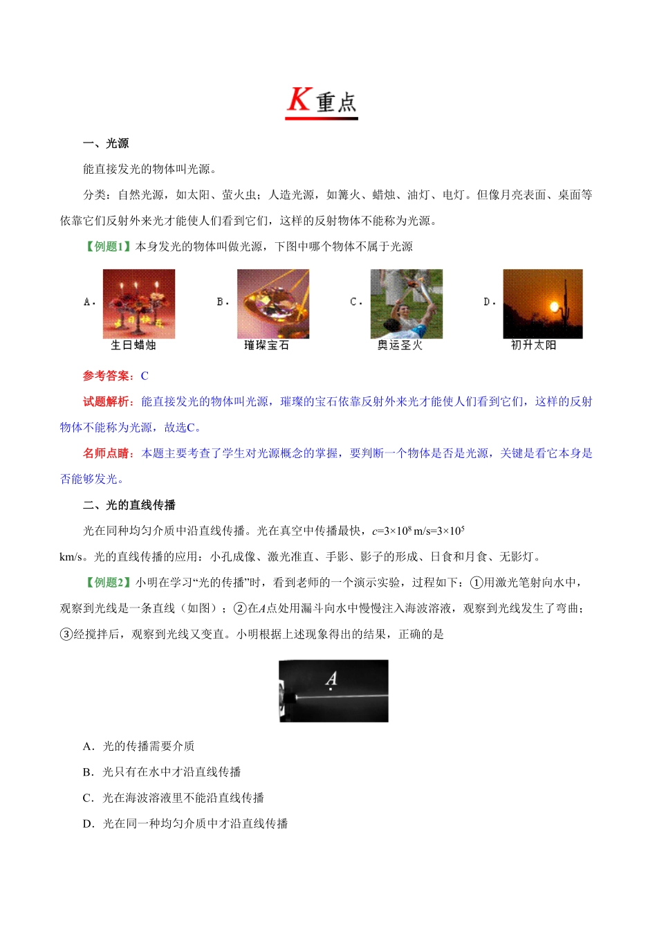 专题4.1光的直线传播八年级物理人教版（上册含答案.pdf_第2页