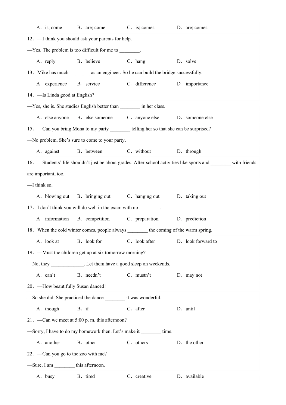 专题04+单项选择100题（期末重点知识八年级英语上册期末复习查缺补漏冲刺满分（人教版含答案.pdf_第2页
