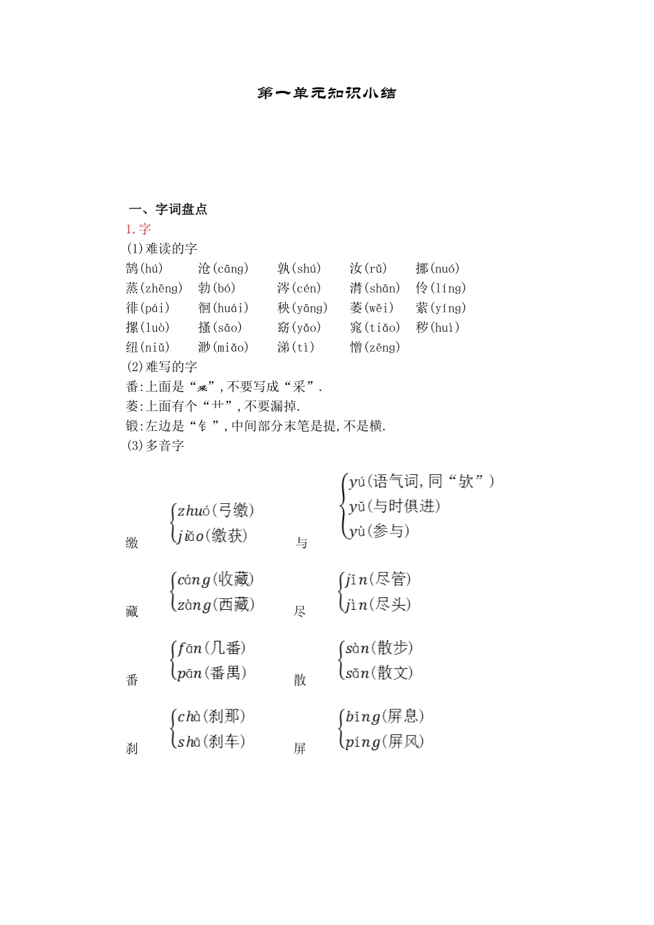 人教版语文六年级下册第一单元知识小结.pdf_第1页