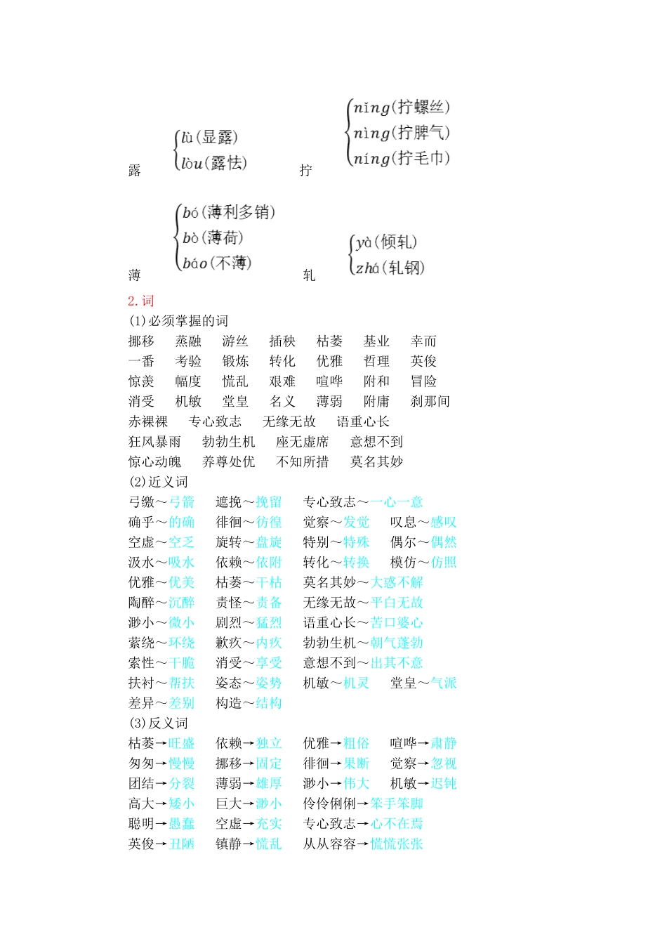 人教版语文六年级下册第一单元知识小结.pdf_第2页