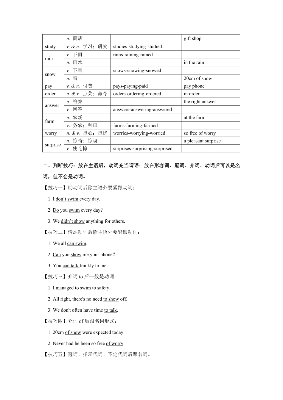 人教版英语七年级下册专题01动词和名词篇【练习】（人教版含答案.pdf_第2页