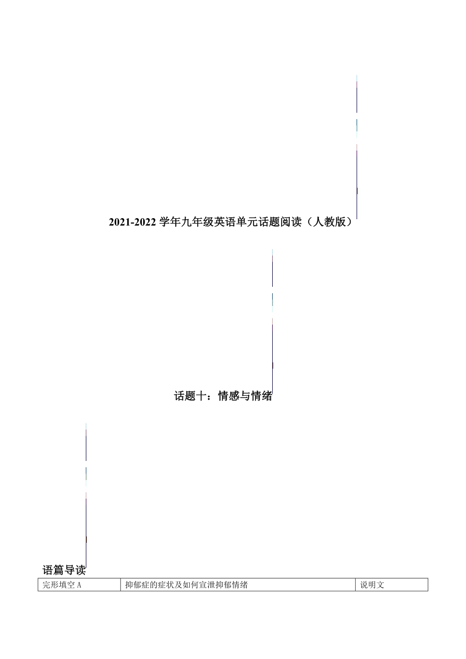 话题10情感与情绪年九年级英语话题阅读（人教版含答案.pdf_第1页