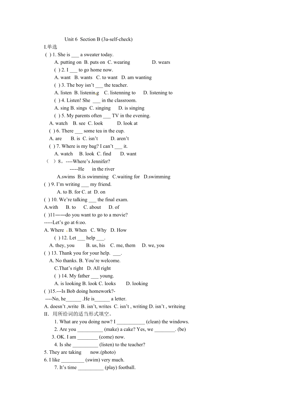 人教版英语七年级下册Unit6SectionB3aSelfcheck_20190815_2013含答案.pdf_第1页