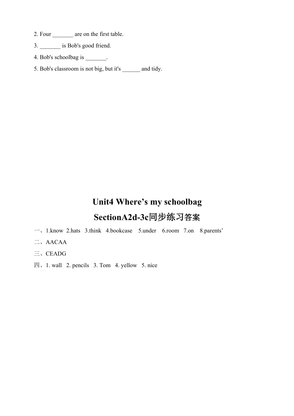 人教版英语七年级上册Unit4Where’smyschoolbagSectionA2d3c含答案.pdf_第3页
