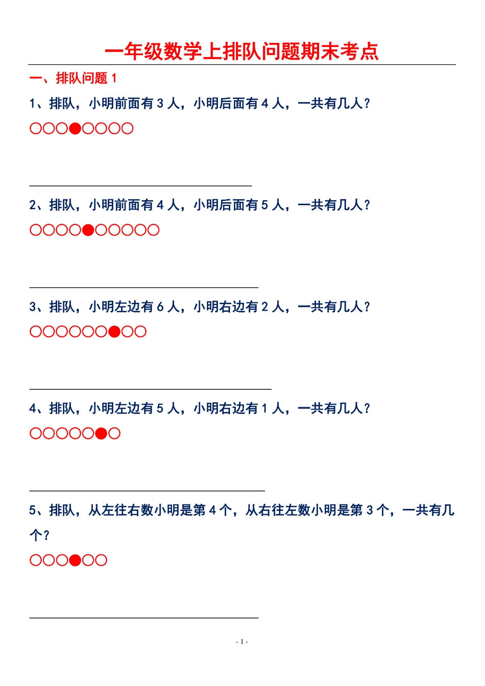 一年级数学上册-排队问题期末考点复习.pdf_第1页