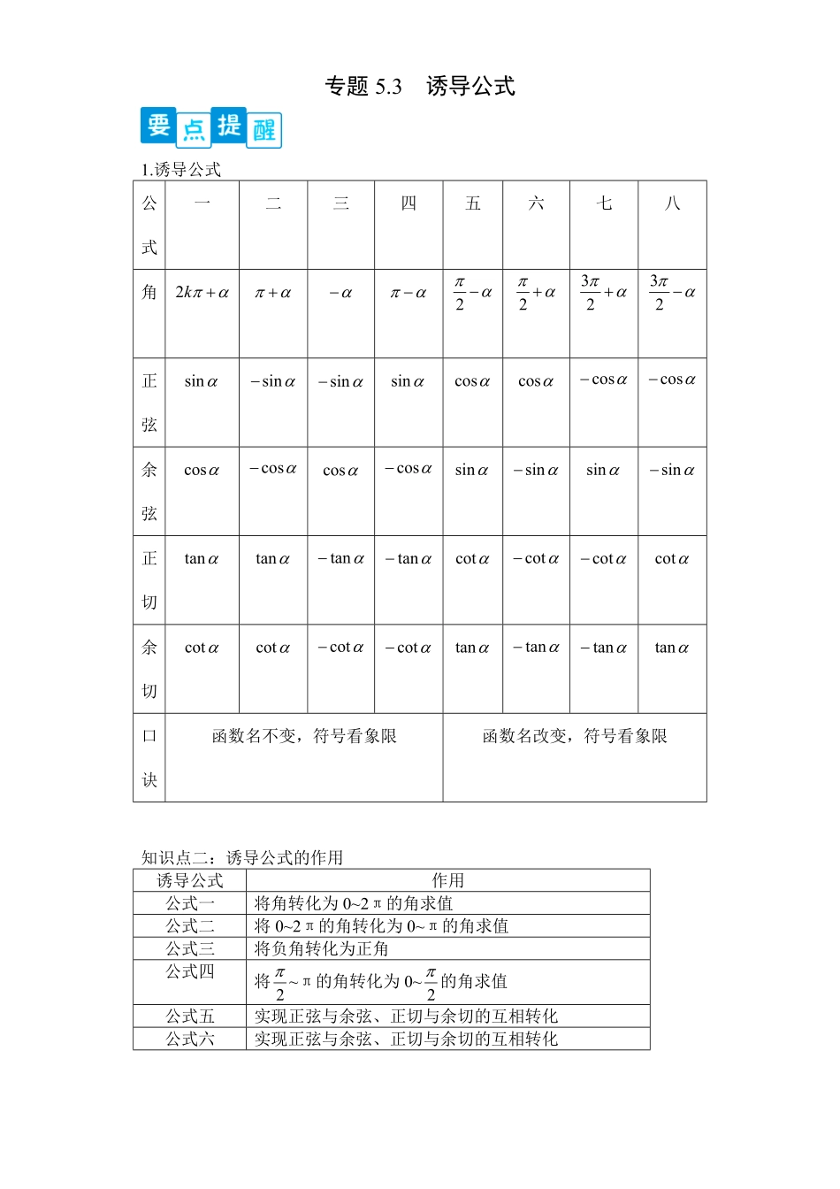 高中试卷-专题5.3诱导公式含答案.pdf_第1页