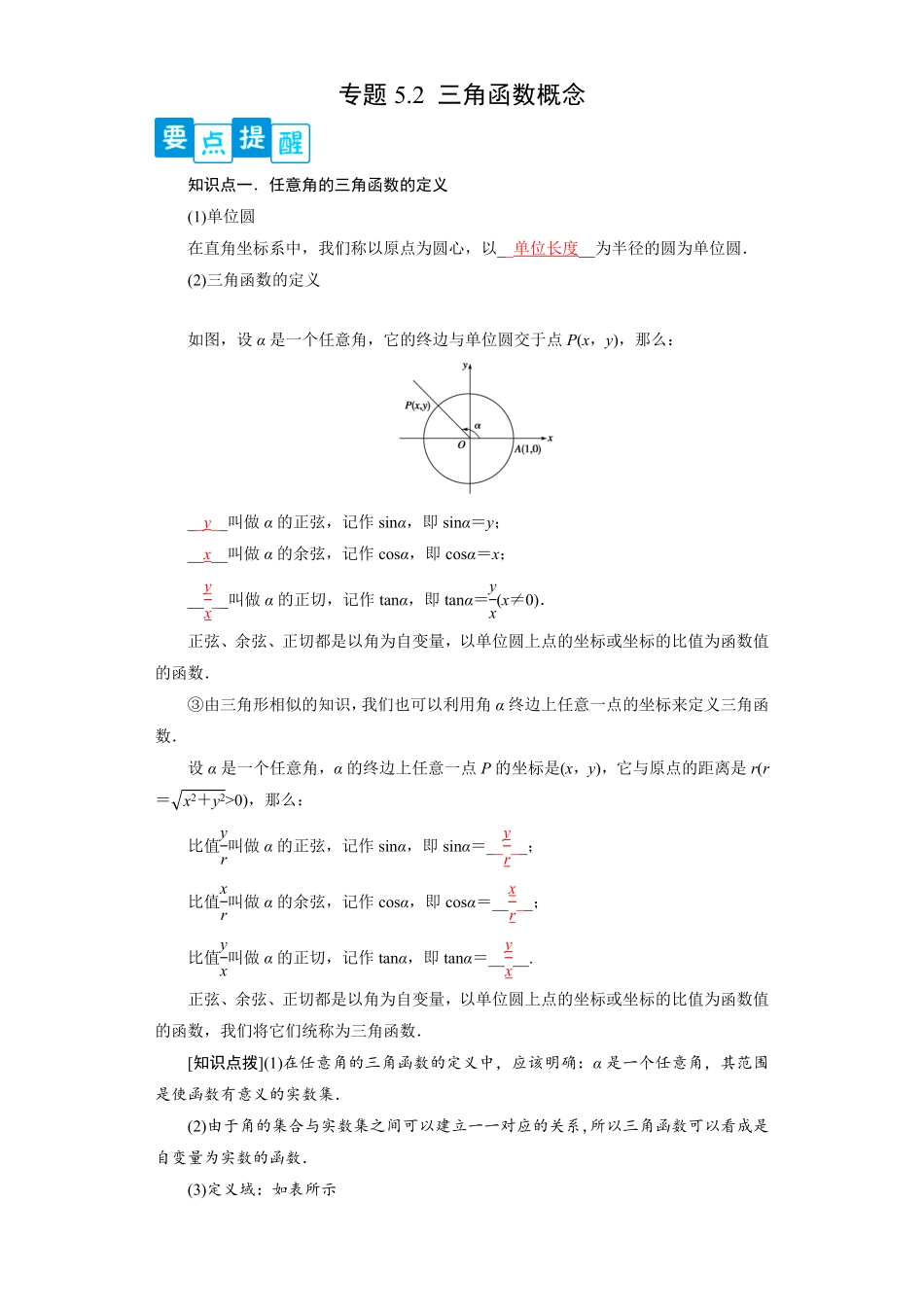 高中试卷-专题5.2三角函数的概念含答案.pdf_第1页