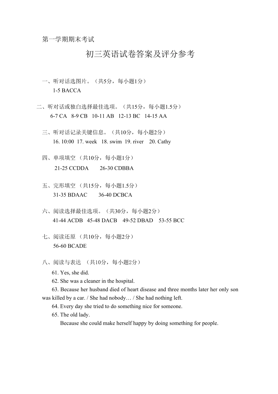 人教版英语九年级全一册九年级上册期末考试英语试卷答案含答案.pdf_第1页