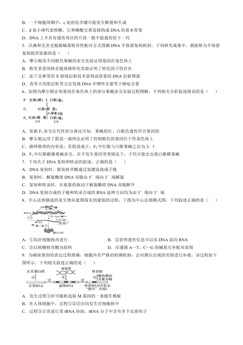 广西普通示范性高中2024-2025学年高一下学期5月联合测试生物试题（有解析）.pdf_第2页