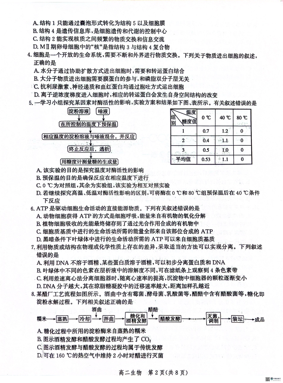 河北省沧州市2023-2024学年高二下学期7月期末教学质量检测考试生物试卷+答案.pdf_第2页