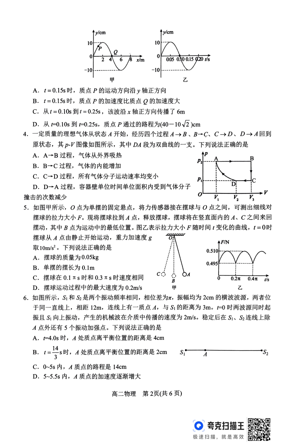 河南省南阳市2024春期年高二下学期7月期末(终)质量评估物理试卷.pdf_第2页