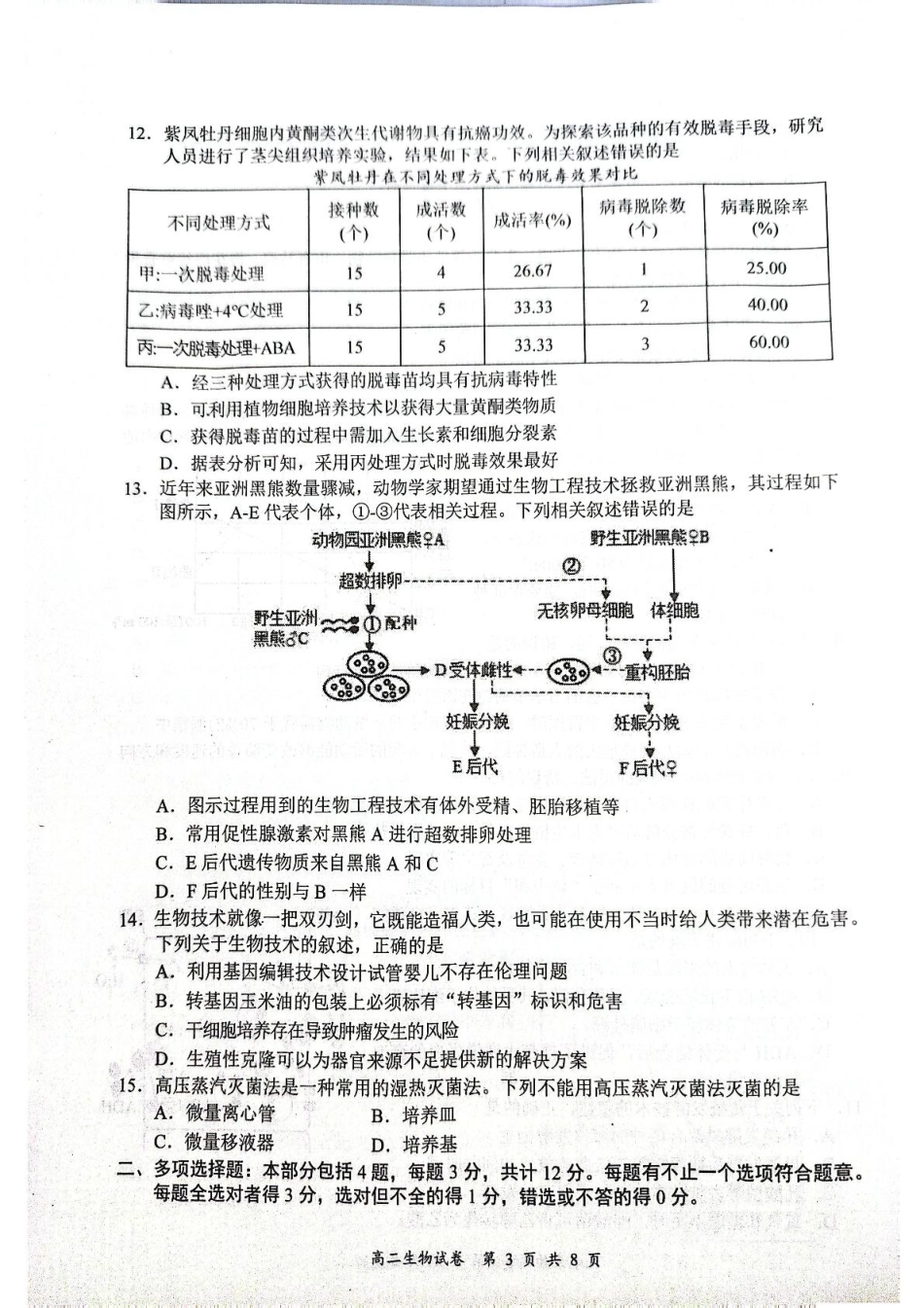 江苏省盐城市东台市2024-2025学年高二下学期期末考试生物试卷.pdf_第3页