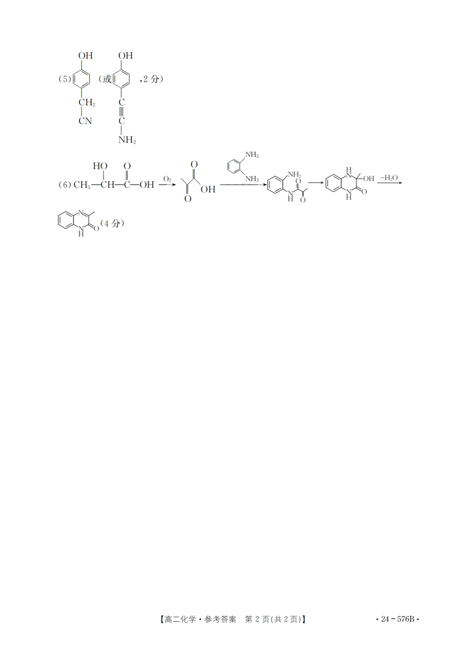 金太阳24-576B2023-2024学年高二第二(下)学期期末考试化学试题答案.pdf_第2页