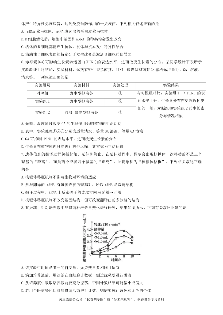 金太阳24-576B2023-2024学年高二第二(下)学期期末考试生物试题+答案.pdf_第2页