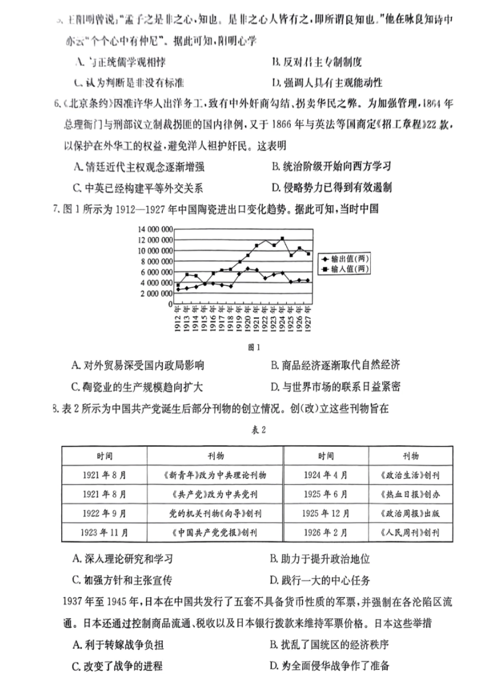 金太阳24-581B2024年春季期高二年级下学期期末教学质量监测历史试卷.pdf_第2页