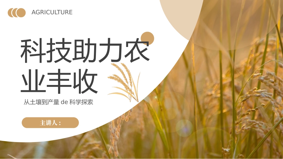 棕色麦穗背景的科技助力农业丰收模板.pptx_第1页