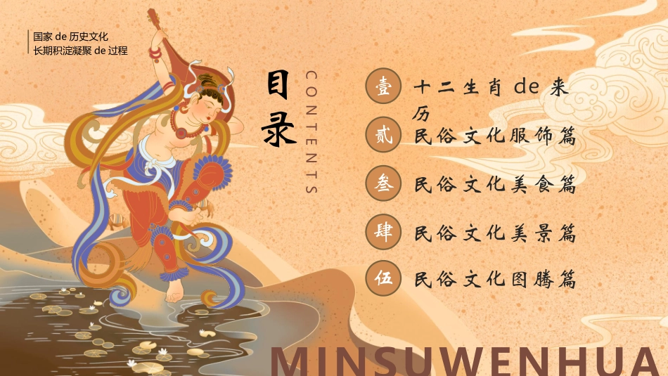 棕色敦煌飞天仙女背景的中国民俗文化宣传介绍模板.pptx_第2页