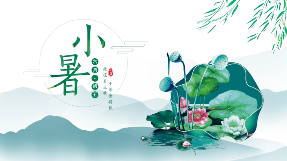 荷花小暑节气主题模板.pptx_第1页