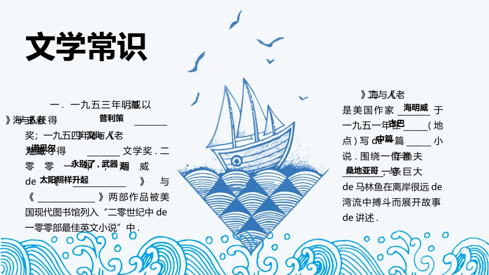 手绘简约老人与海教学课件PPT模板.pptx_第3页