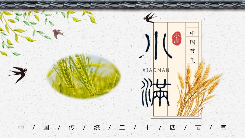 麦田稻草人小满节气模板.pptx_第1页