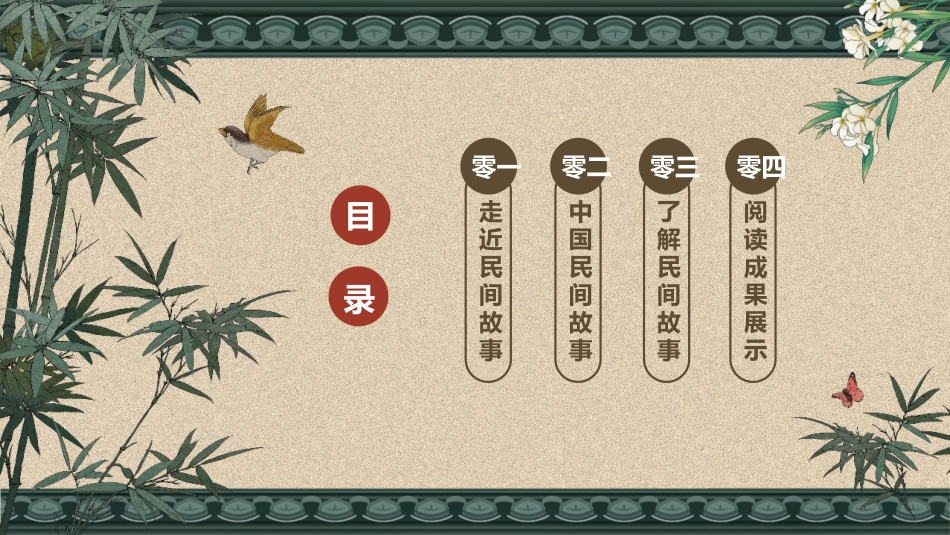 绿色怀旧创意读书分享中国民间故事模板.pptx_第2页