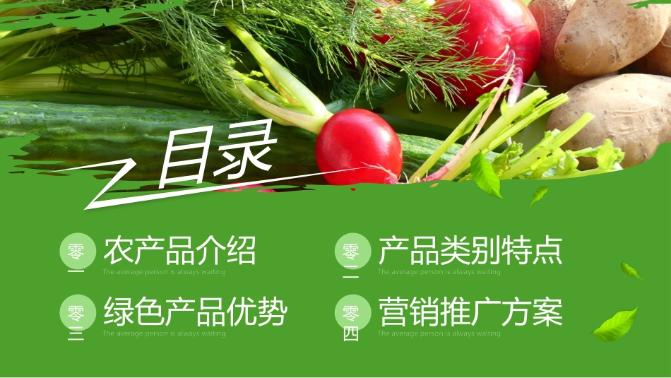 绿色新鲜蔬菜背景的农产品推介模板.pptx_第2页