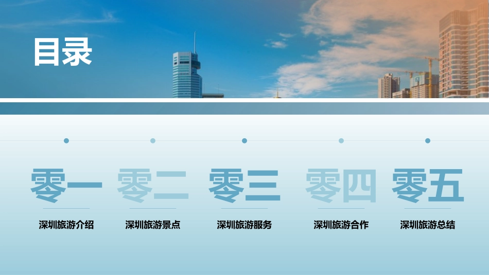 蓝色城市建筑背景的深圳城市旅游攻略模板.pptx_第2页