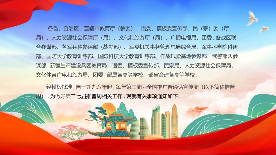 红色国潮风全国普通话推广宣传周模板.pptx_第3页