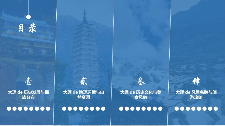 蓝色古建筑背景的云南大理城市旅游宣传模板.pptx_第2页
