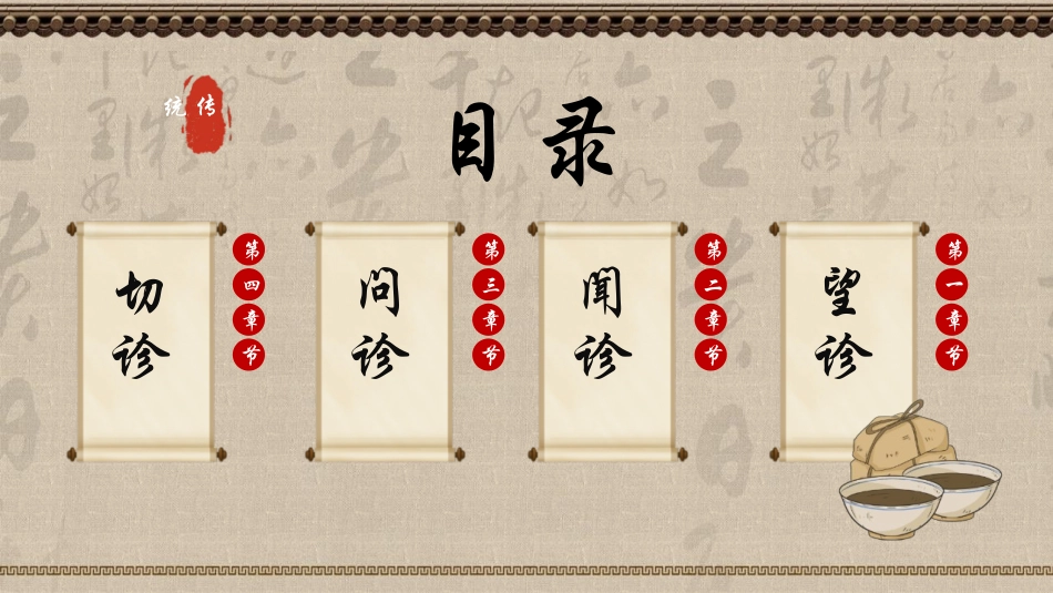古典中国风背景的中医四诊中医文化宣传模板.pptx_第3页