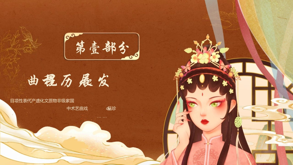 褐色国潮风戏曲人物背景的昆曲文化介绍模板.pptx_第3页