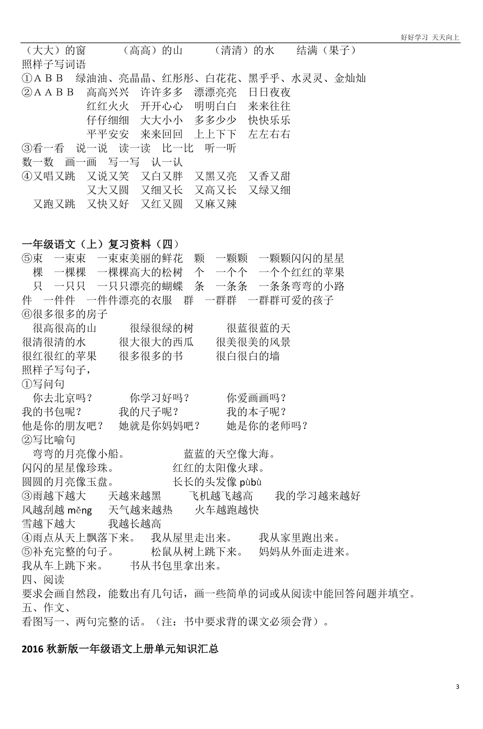 部编版一年级上册语文单元知识整理复习资料.pdf_第3页