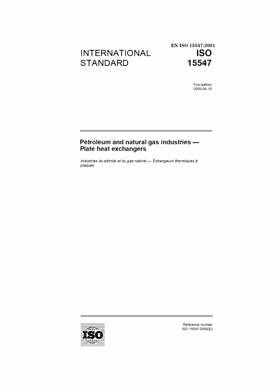 EN ISO 15547-2001 石油和天然气工业.板式热交换器.pdf_第1页