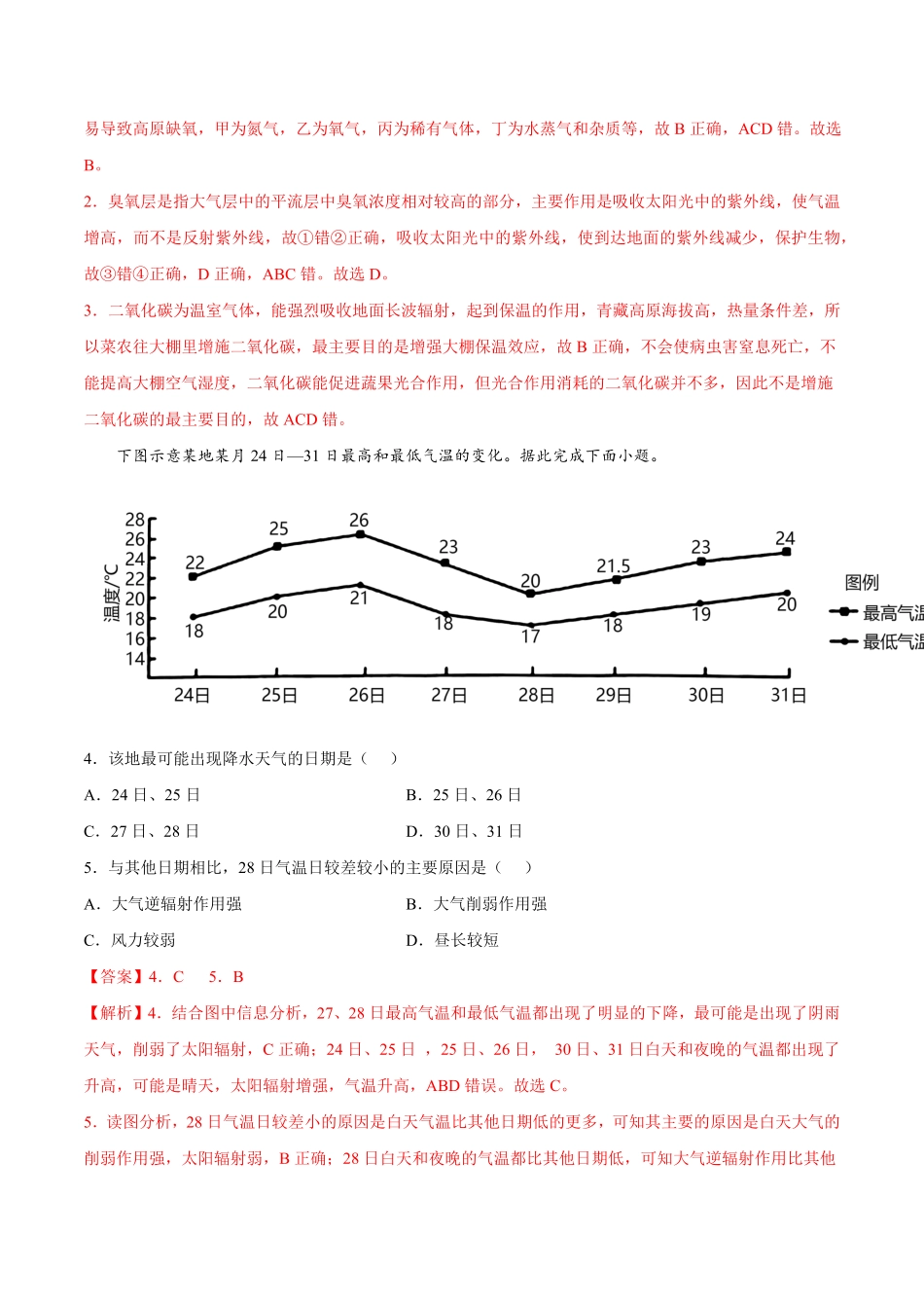 第06练 大气受热过程和大气运动【课后追踪】高一地理上册同步课后练人教版2019必修第一册含答案.pdf_第2页