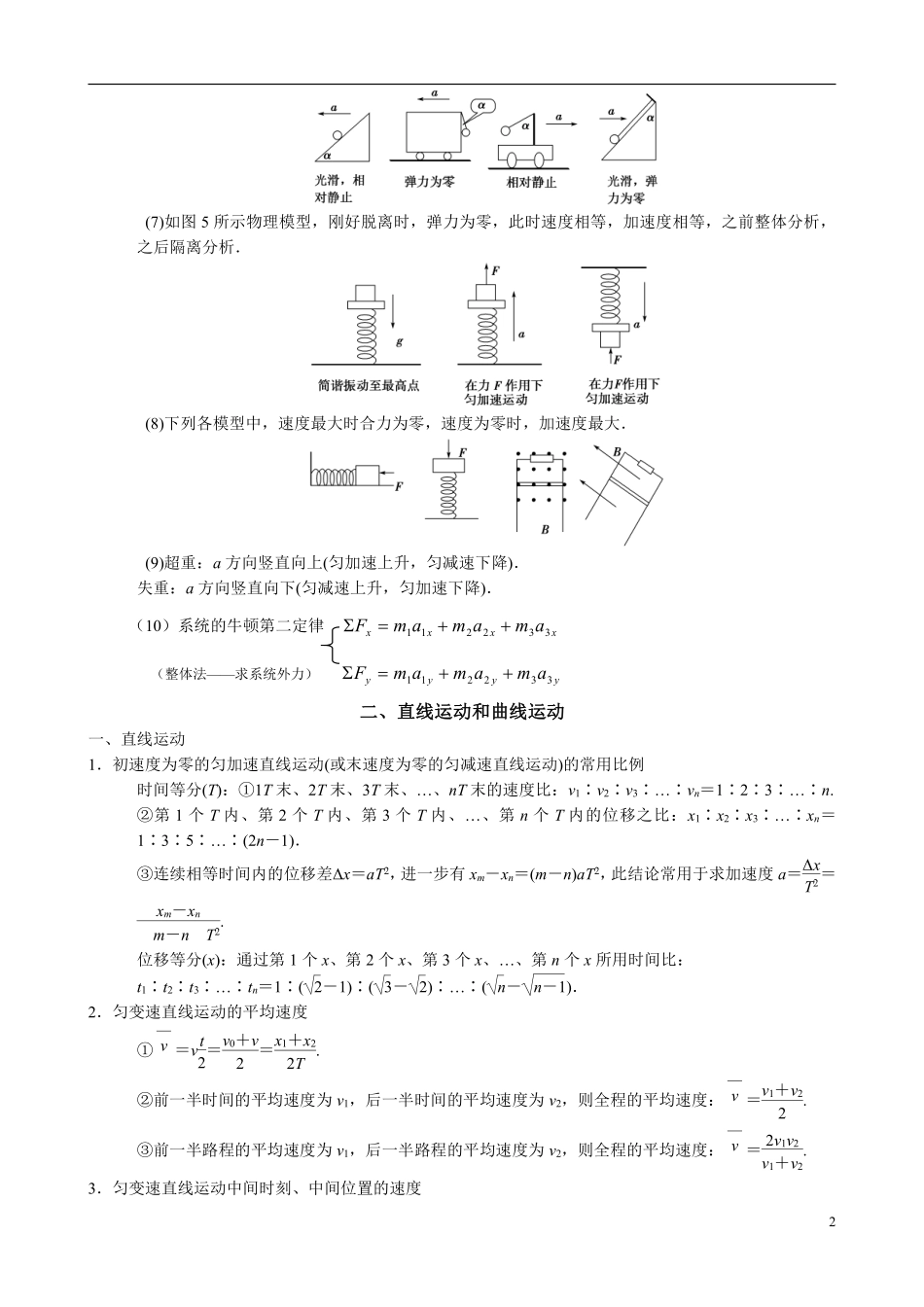 高中物理结论性语句及二级结论汇总.pdf_第2页