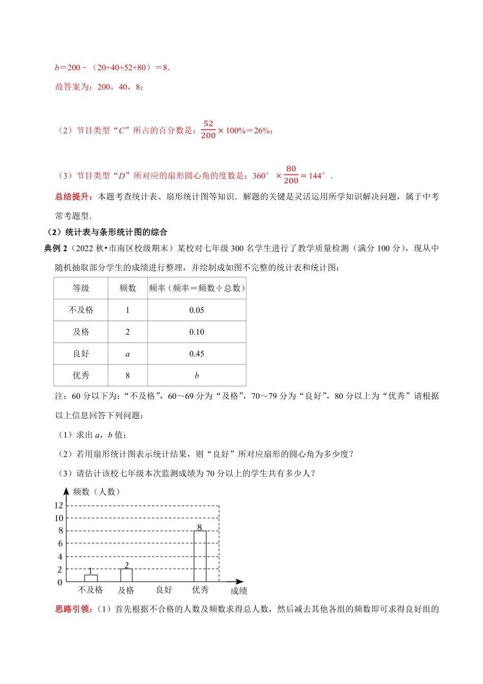部编数学七年级下册专题20数据的收集、整理与描述中的统计图表的综合运用解析版含答案.pdf_第3页