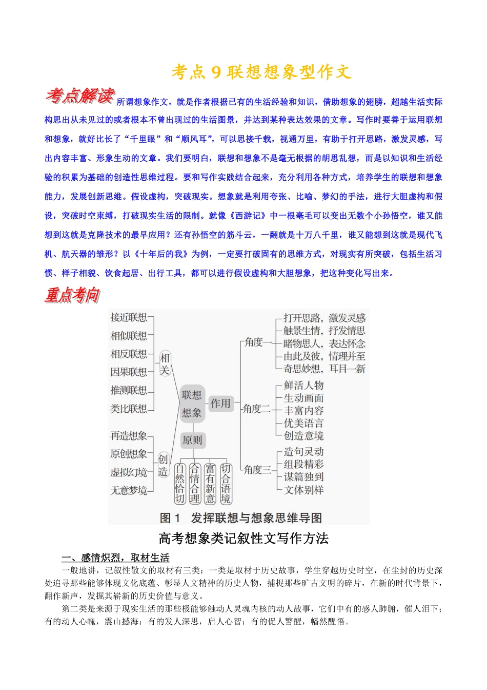 考点9 联想想象型作文丨备战2024年高考语文一轮复习考点帮—写作专项 共21页.pdf_第1页