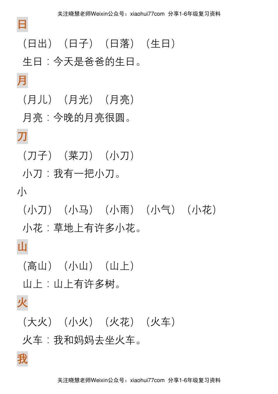 部编人教版一年级上册语文生字组词造句.pdf_第2页