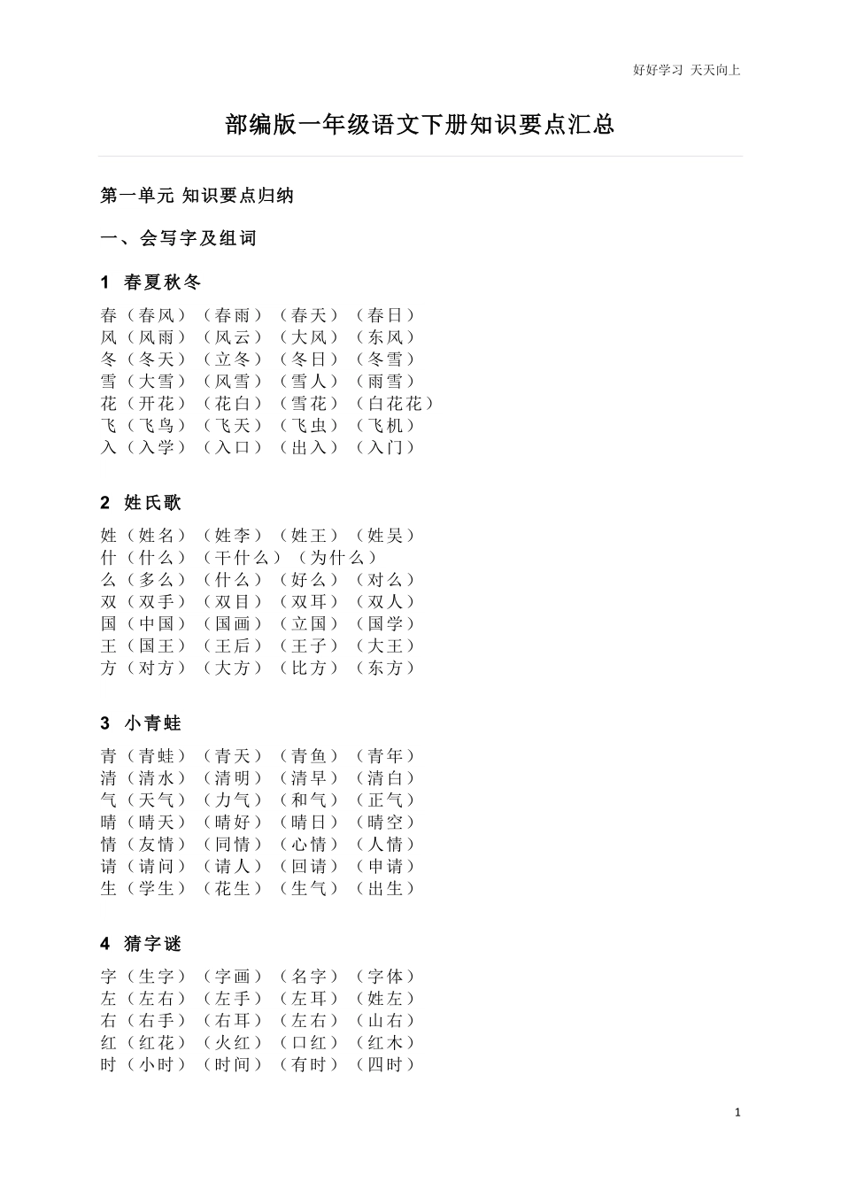 部编版一年级语文下册知识要点汇总.pdf_第1页