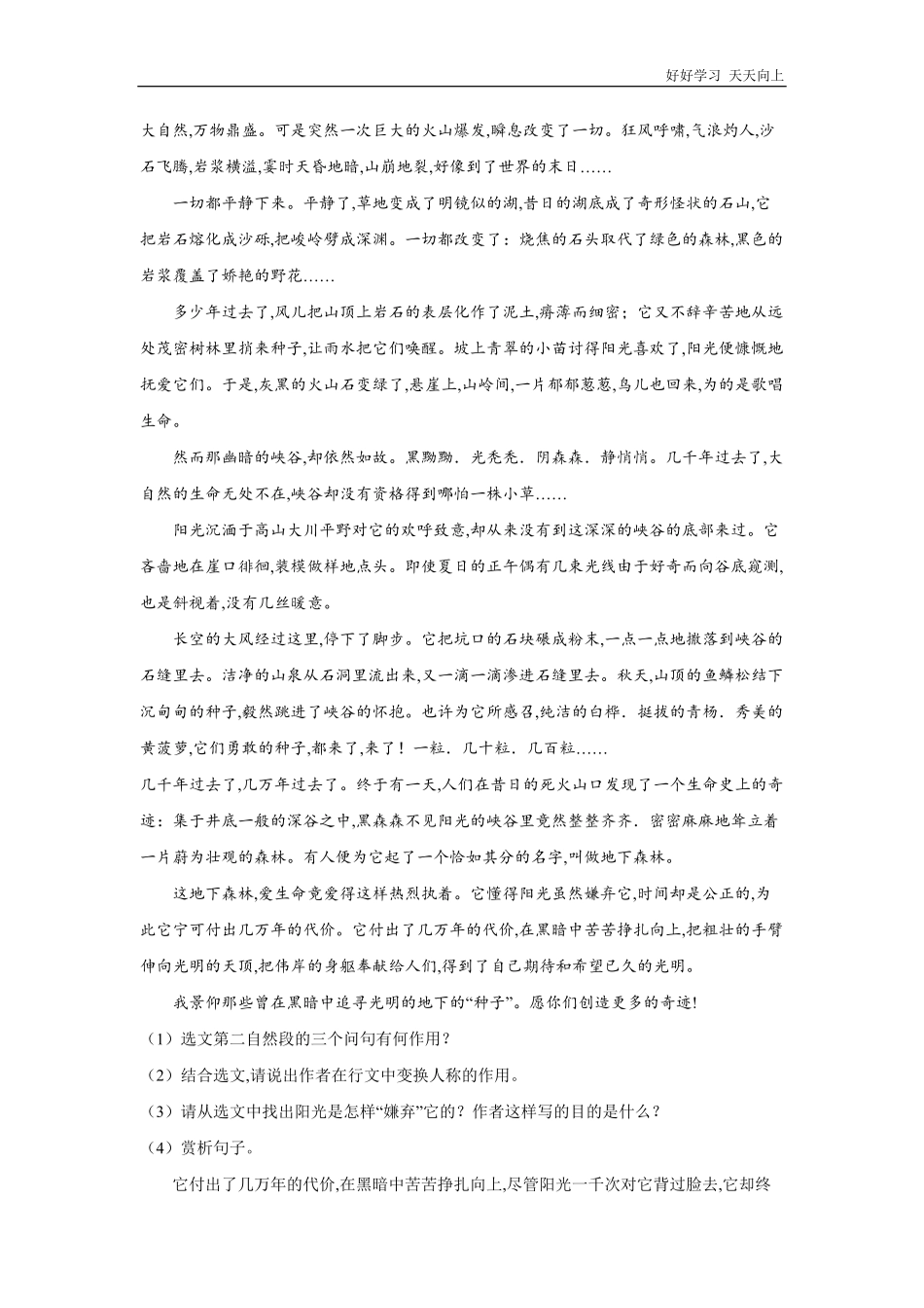 八年级初二上册语文部编版课时练《-散文二篇》(试卷+答案版).pdf_第3页